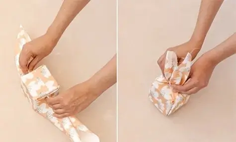 Passo a passo de como fazer um embrulho de presente com papel de seda