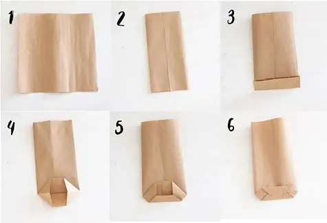 Passo a passo do embrulho com sacolas de papel
